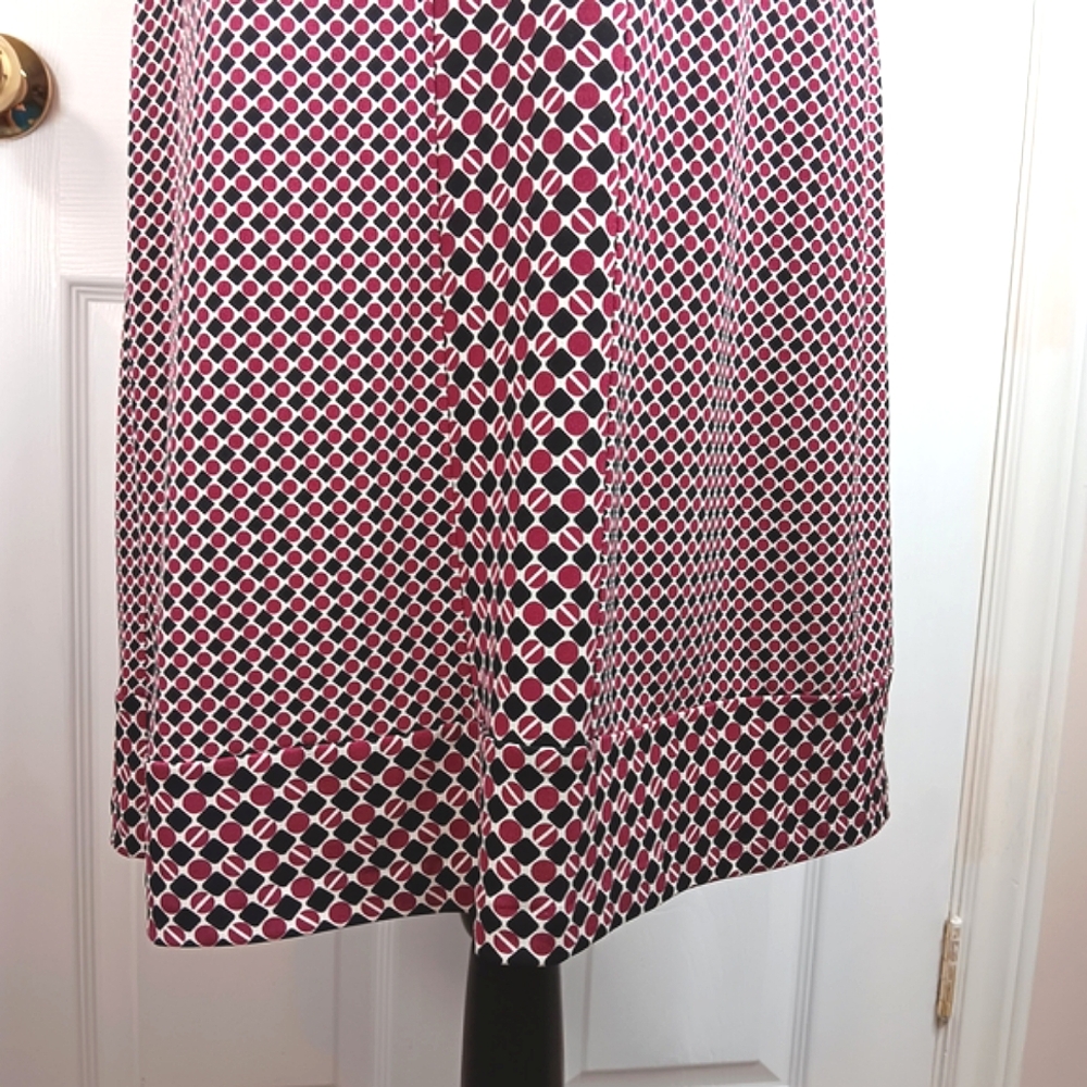 Michael Kors Sleeveless Midi Dress Women's Size M Burgundy Pink Black Patterned - Picture 6 of 12